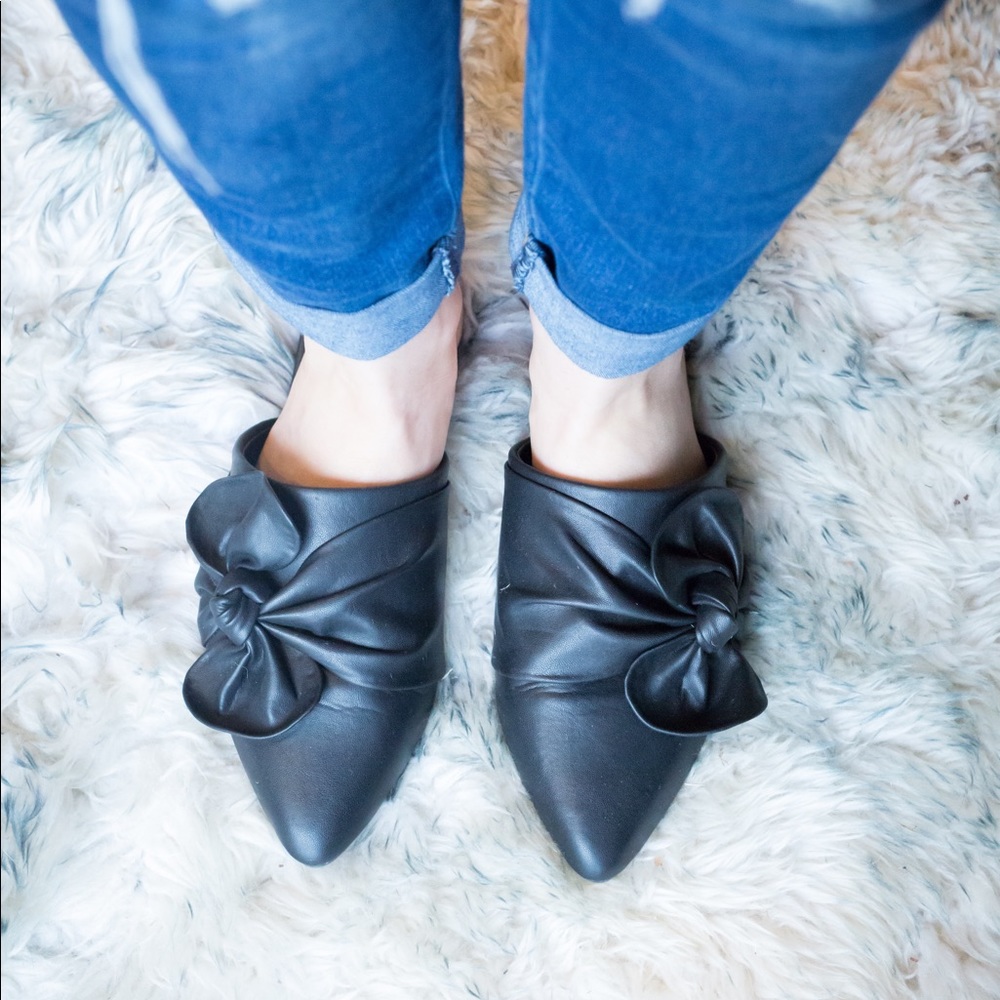 Black Flat Mules